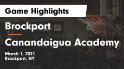 Brockport  vs Canandaigua Academy  Game Highlights - March 1, 2021