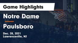 Notre Dame  vs Paulsboro  Game Highlights - Dec. 28, 2021