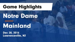 Notre Dame  vs Mainland  Game Highlights - Dec 28, 2016