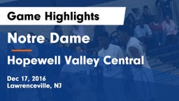 Notre Dame  vs Hopewell Valley Central  Game Highlights - Dec 17, 2016
