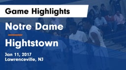 Notre Dame  vs Hightstown  Game Highlights - Jan 11, 2017