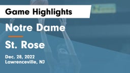 Notre Dame  vs St. Rose  Game Highlights - Dec. 28, 2022