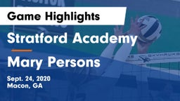 Stratford Academy  vs Mary Persons  Game Highlights - Sept. 24, 2020