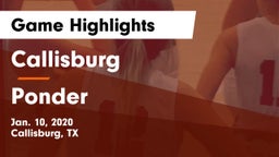 Callisburg  vs Ponder  Game Highlights - Jan. 10, 2020