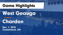 West Geauga  vs Chardon  Game Highlights - Dec. 1, 2018