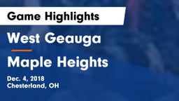West Geauga  vs Maple Heights  Game Highlights - Dec. 4, 2018