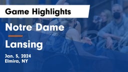 Notre Dame  vs Lansing  Game Highlights - Jan. 5, 2024