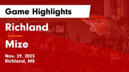 Richland  vs Mize  Game Highlights - Nov. 29, 2023