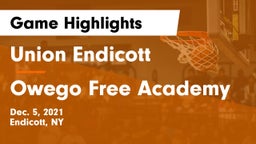 Union Endicott vs Owego Free Academy  Game Highlights - Dec. 5, 2021