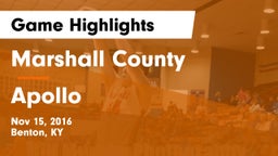 Marshall County  vs Apollo  Game Highlights - Nov 15, 2016