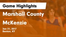 Marshall County  vs McKenzie Game Highlights - Jan 21, 2017