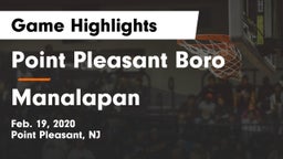 Point Pleasant Boro  vs Manalapan  Game Highlights - Feb. 19, 2020