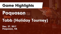 Poquoson  vs Tabb (Holiday Tourney) Game Highlights - Dec. 27, 2017