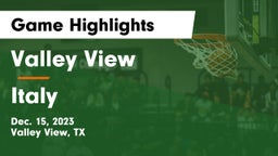 Valley View  vs Italy  Game Highlights - Dec. 15, 2023