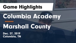 Columbia Academy  vs Marshall County  Game Highlights - Dec. 27, 2019