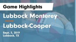 Lubbock Monterey  vs Lubbock-Cooper  Game Highlights - Sept. 3, 2019