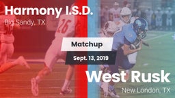 Matchup: Harmony I.S.D. vs. West Rusk  2019