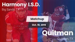 Matchup: Harmony I.S.D. vs. Quitman  2019
