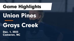 Union Pines  vs Grays Creek  Game Highlights - Dec. 1, 2023