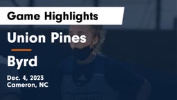 Union Pines  vs Byrd  Game Highlights - Dec. 4, 2023