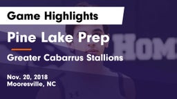 Pine Lake Prep  vs Greater Cabarrus Stallions Game Highlights - Nov. 20, 2018