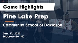 Pine Lake Prep  vs Community School of Davidson Game Highlights - Jan. 13, 2023