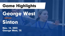 George West  vs Sinton  Game Highlights - Nov. 14, 2023