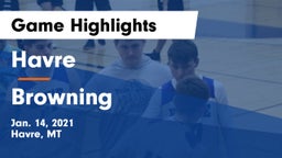 Havre  vs Browning  Game Highlights - Jan. 14, 2021