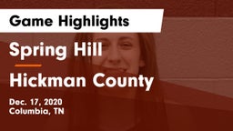 Spring Hill  vs Hickman County  Game Highlights - Dec. 17, 2020
