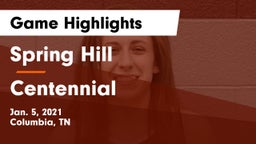 Spring Hill  vs Centennial  Game Highlights - Jan. 5, 2021