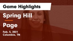 Spring Hill  vs Page  Game Highlights - Feb. 5, 2021