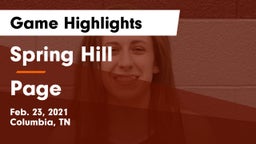 Spring Hill  vs Page  Game Highlights - Feb. 23, 2021
