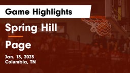 Spring Hill  vs Page  Game Highlights - Jan. 13, 2023