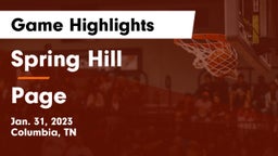 Spring Hill  vs Page  Game Highlights - Jan. 31, 2023