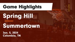 Spring Hill  vs Summertown  Game Highlights - Jan. 5, 2024