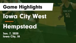 Iowa City West vs Hempstead  Game Highlights - Jan. 7, 2020