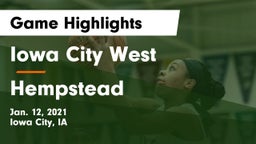 Iowa City West vs Hempstead  Game Highlights - Jan. 12, 2021
