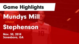 Mundys Mill  vs Stephenson  Game Highlights - Nov. 30, 2018