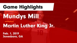Mundys Mill  vs Martin Luther King Jr.  Game Highlights - Feb. 1, 2019