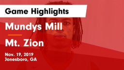Mundys Mill  vs Mt. Zion  Game Highlights - Nov. 19, 2019