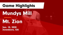 Mundys Mill  vs Mt. Zion  Game Highlights - Jan. 10, 2020