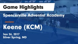 Spencerville Adventist Academy  vs Keene (KCM) Game Highlights - Jan 26, 2017