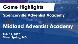 Spencerville Adventist Academy  vs Midland Adventist Academy Game Highlights - Feb 19, 2017