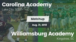 Matchup: Carolina Academy Hig vs. Williamsburg Academy  2018