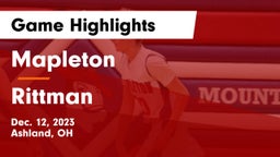 Mapleton  vs Rittman  Game Highlights - Dec. 12, 2023