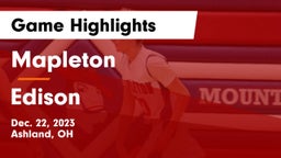 Mapleton  vs Edison  Game Highlights - Dec. 22, 2023