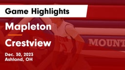 Mapleton  vs Crestview  Game Highlights - Dec. 30, 2023