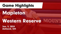 Mapleton  vs Western Reserve  Game Highlights - Jan. 5, 2024