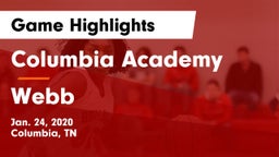 Columbia Academy  vs Webb  Game Highlights - Jan. 24, 2020