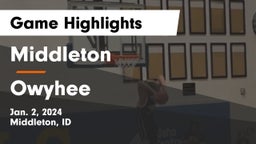 Middleton  vs Owyhee  Game Highlights - Jan. 2, 2024